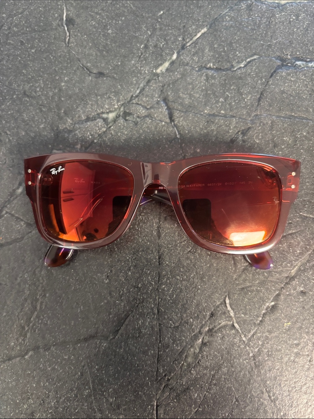 Ray-Ban Translucent Red Square Sunglasses